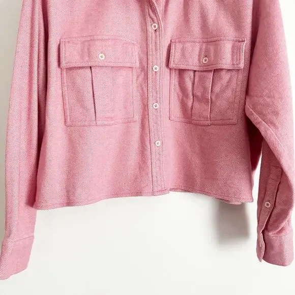 MADEWELL Flannel Cargo Button Up Shirt Nouveau Pink Melange Small S - Picture 7 of 11
